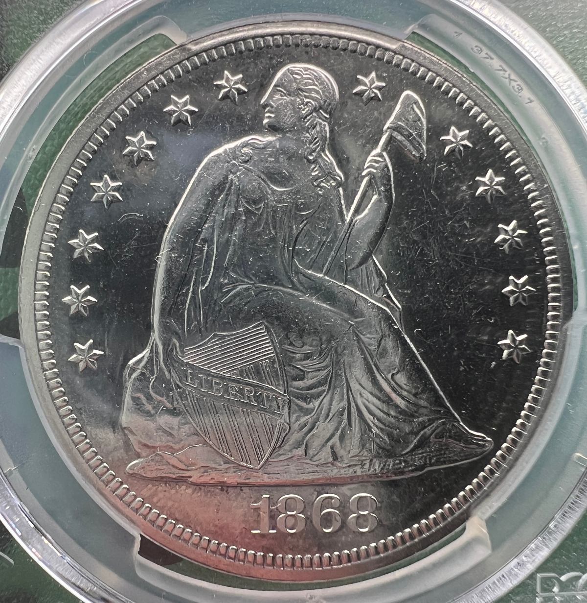1868-Seated-Dollar-Thoughts-PCGS-AU-Detail